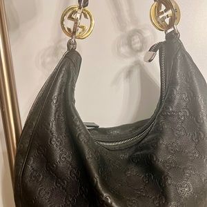 Guccissima  medium GG Twins Hobo Black